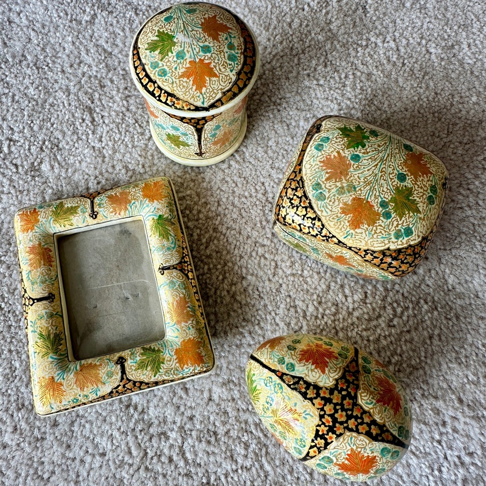 4 piece Intricate Floral Decorative Box Set